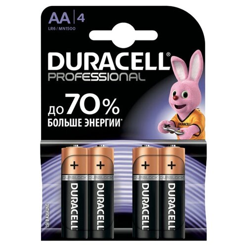 Батарейка Duracell Professional АА/LR6, в упаковке: 4 шт. батарейки duracell lr6 по 2 на блистере simply по 6 шт