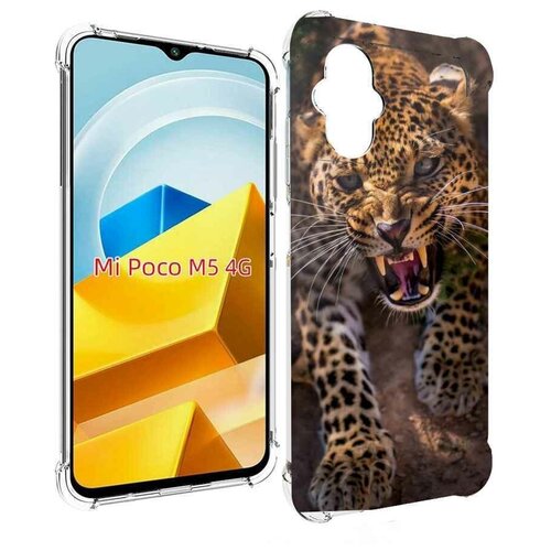 Чехол MyPads Злой-гепард для Xiaomi Poco M5 задняя-панель-накладка-бампер