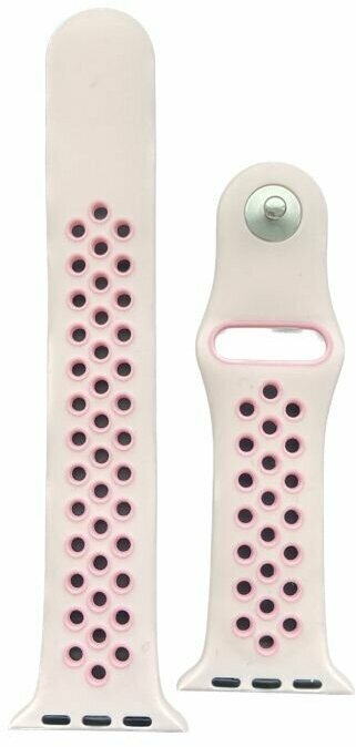 Ремешок для смарт-часов, фитнес-браслета Apple Watch Series 1 2 3 4 SE 5 6 7 8 Nike силиконовый найк перфорация браслет Эпл Вотч 38/40/41 мм, розовый