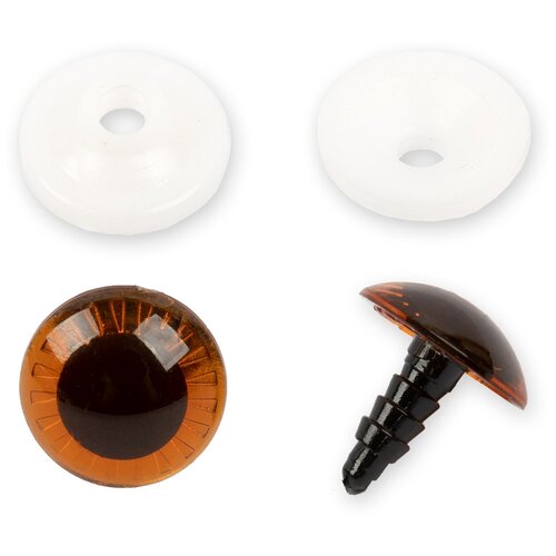 HobbyBe Глаза пластиковые с фиксатором с лучиками, PGSL-18, 5 пар коричневый 18 мм 10 см