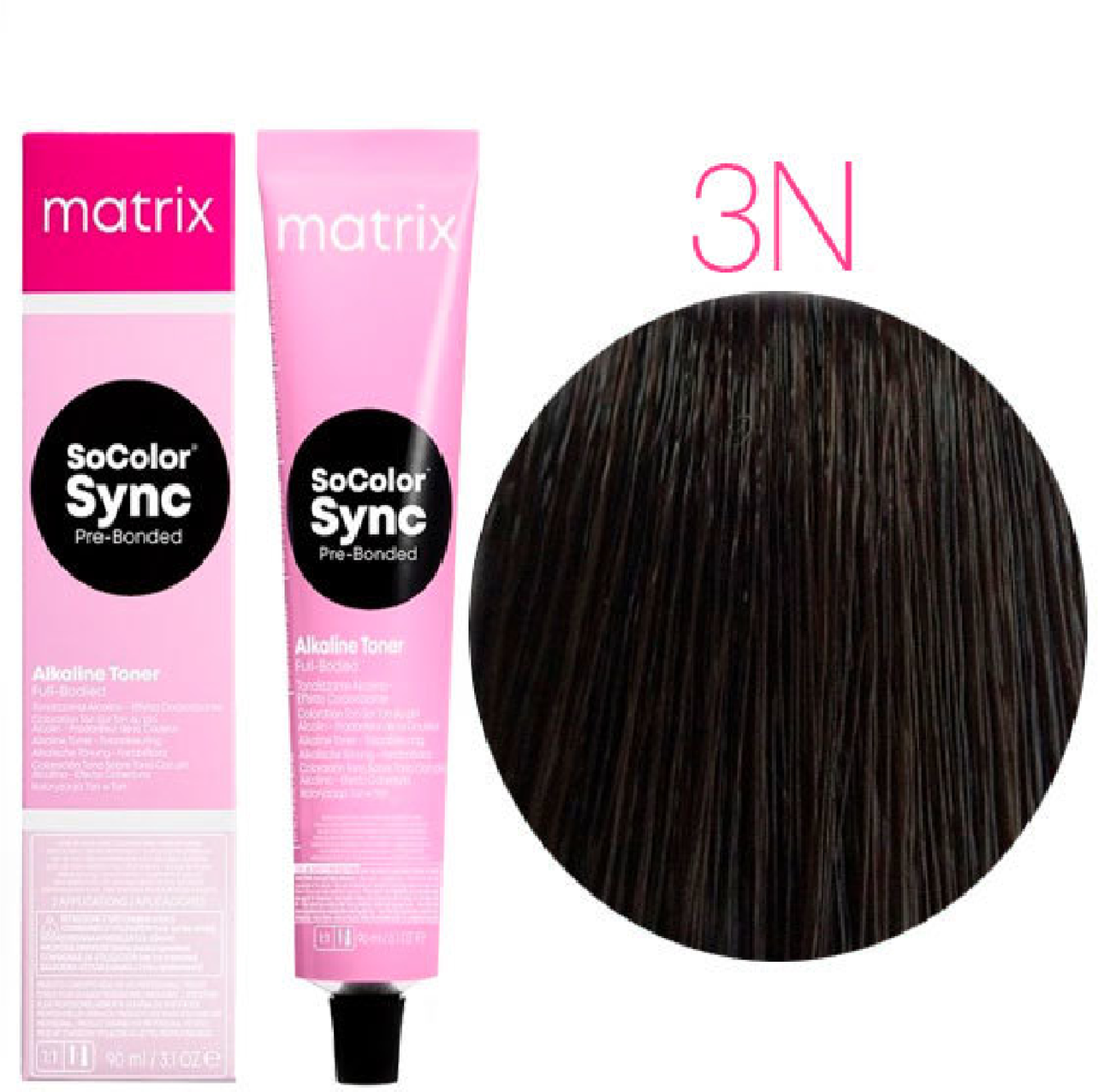 Matrix SoColor Sync Pre-Bonded - Матрикс Оттеночная краска для волос без аммиака 90 мл - Колор Синк 3N Темный шатен