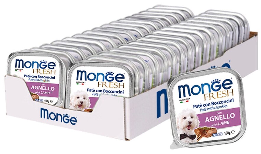 Корм для собак MONGE Fresh ягненок конс. 100г (упаковка - 32 шт)