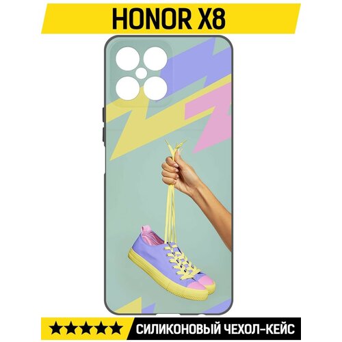 Чехол-накладка Krutoff Soft Case Кроссовки женские Цветные для Honor X8 черный чехол накладка krutoff soft case кроссовки женские цветные для honor x50i черный