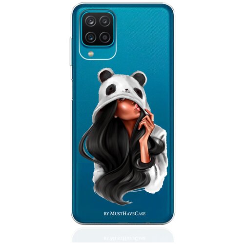 Прозрачный силиконовый чехол MustHaveCase для Samsung Galaxy A12 Panda Girl/ Панда для Самсунг Галакси А12