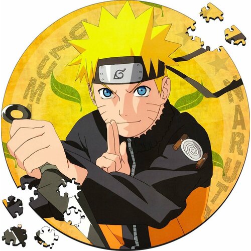 Деревянный пазл Манга Аниме Наруто Узумаки Naruto 30х30см 169 деталей с системой приклейки пазла