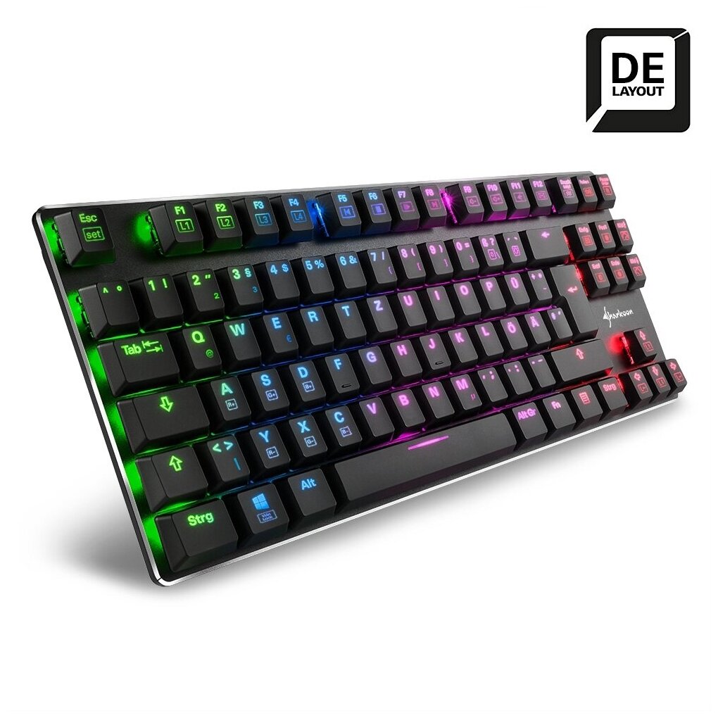 Клавиатура Sharkoon PureWriter TKL RGB Kailh Red проводная игровая для PC красная подсветка