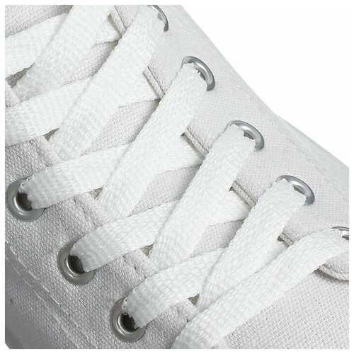 Шнурки для обуви, пара, плоские, 8 мм, 70 см, цвет белый
