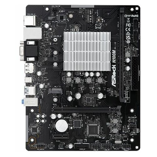 Материнская плата ASRock N100M переходник pci e 16x