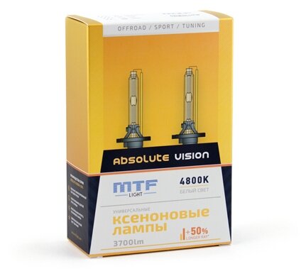 Ксеноновые лампы MTF Light ABSOLUTE VISION +50%, HB3(9005), 3800lm, 4800K, 35W, 85V, 2шт.