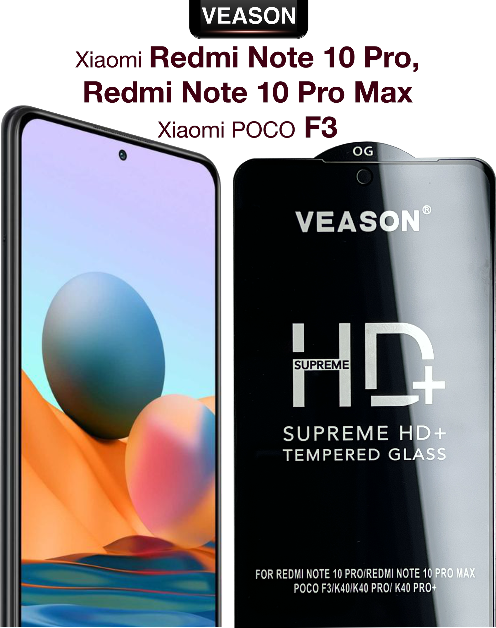 Защитное стекло VEASON для Xiaomi Redmi Note 10 Pro, 10 Pro Max и POCO F3 / 6.67 дюйма