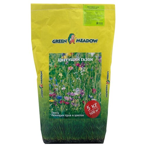 Смесь семян GREEN MEADOW Цветущий газон, 5 кг, 5 кг смесь семян green meadow shadow теневыносливый газон 5 кг 5 кг