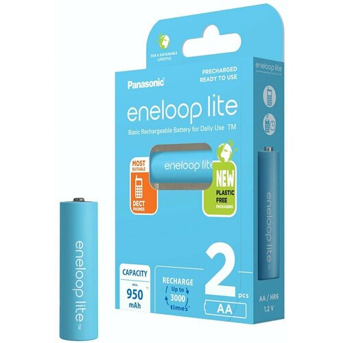 Аккумуляторы Panasonic Eneloop Lite AA 950мАч BK-3LCCE/2BE 2шт аккумулятор panasonic eneloop aaa 1 2 в 750 мач nimh bl4 с футляром [bk 4mcce с4be]