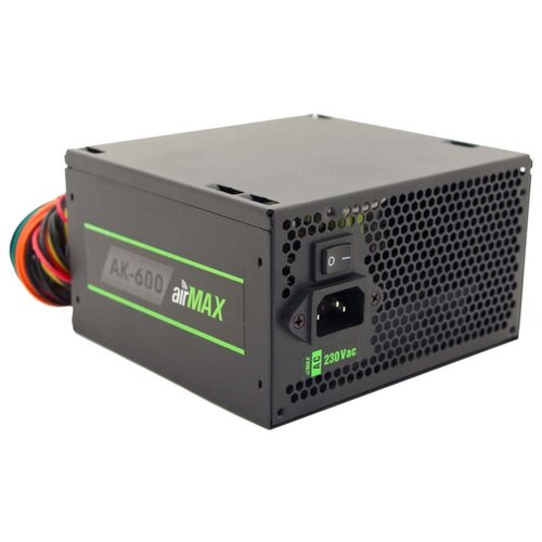 Блок питания AirMax AK-600W, 600W ATX 12V v.2.3, красный вентилятор 120mm