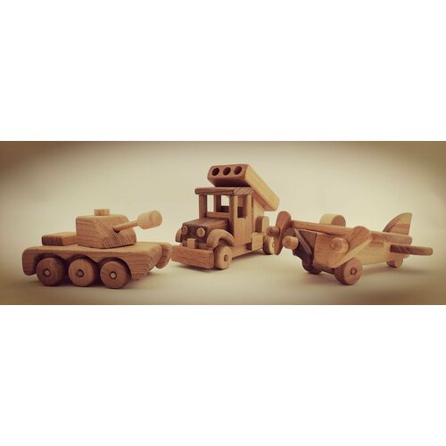 фото 9 мая. набор (м) "военный" из 3-х единиц боевой техники /деревянные игрушки/машинки нет бренда