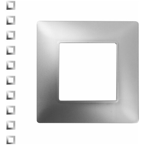 Рамка ЭРА Elegance одноместная универсальная алюминий (комплект из 10 шт)