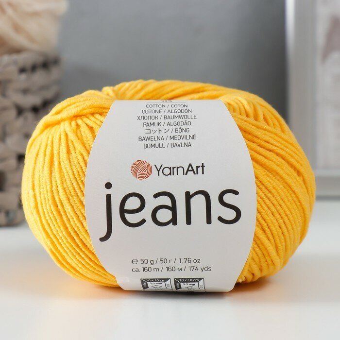 YarnArt Пряжа "Jeans" 55% хлопок, 45% акрил 160м/50гр (35 желтый)