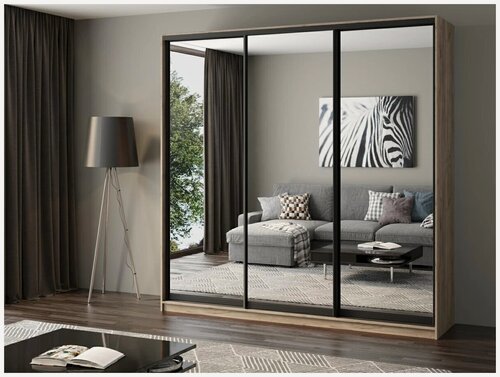 Изображение товара Шкаф-купе Матэрна лофт крафт серый зеркальный 230х50х240 см