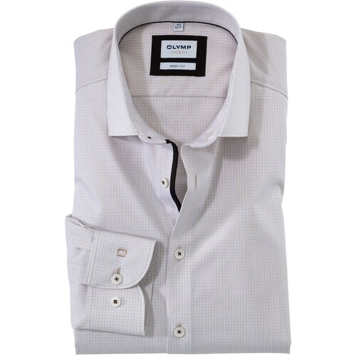 фото Рубашка мужская olymp level five body fit бежево-оранжевая клетка арт. 20882422 размер 44