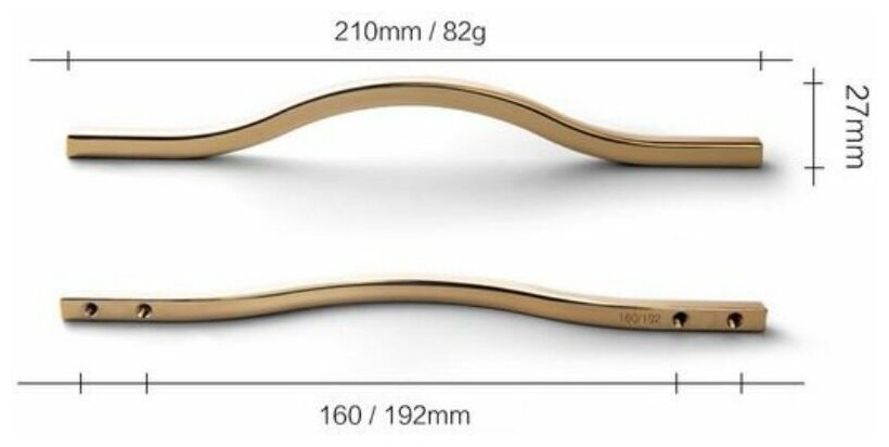 Мебельная ручка золотая/ Ручки для мебели "Gold line" - 160 мм - фотография № 2