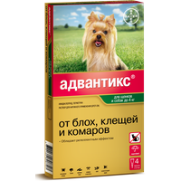 Bayer раствор от блох и клещей Адвантикс для собак от 1.5 до 4 кг 4 шт. в уп.