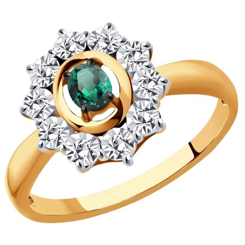 фото Diamant кольцо из комбинированного золота с родированием с изумрудом 51-210-00998-2, размер 18