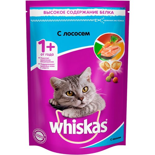 WHISKAS аппетитный обед для взрослых кошек c лососем с нежным паштетом (0,35 кг х 9 шт)