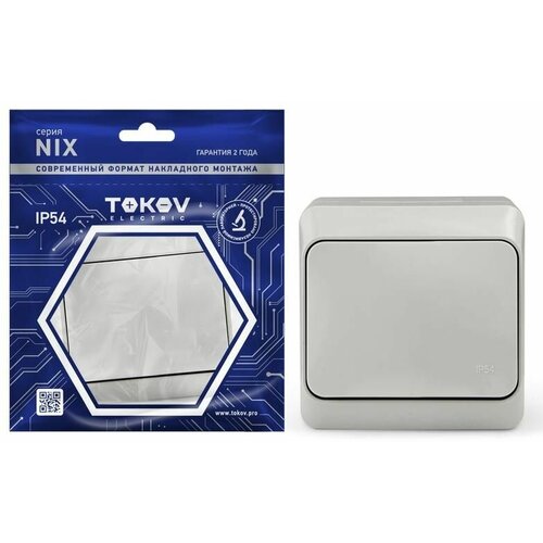 Выключатель 1-кл. ОП Nix 10А IP54 250В сер. TOKOV ELECTRIC TKE-NX-V1-C06-IP54