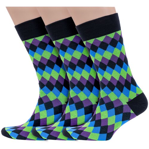 Комплект из 3 пар мужских носков Grinston socks (PINGONS) 18d3, фиолетовые, размер 27