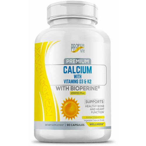 Кальций с витаминами D3 и К2 с биоперином 200 мг плюс 90 капсул "Premium Calcium with Vitamins D3 & K2 with BIOPERINE 200 mg plus"