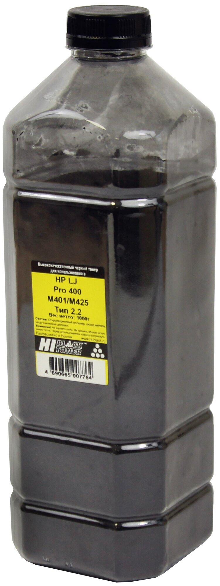 Тонер Hi-Black для HP LJ Pro 400 M401/M425, Тип 2.2, Bk, 1 кг, канистра, черный