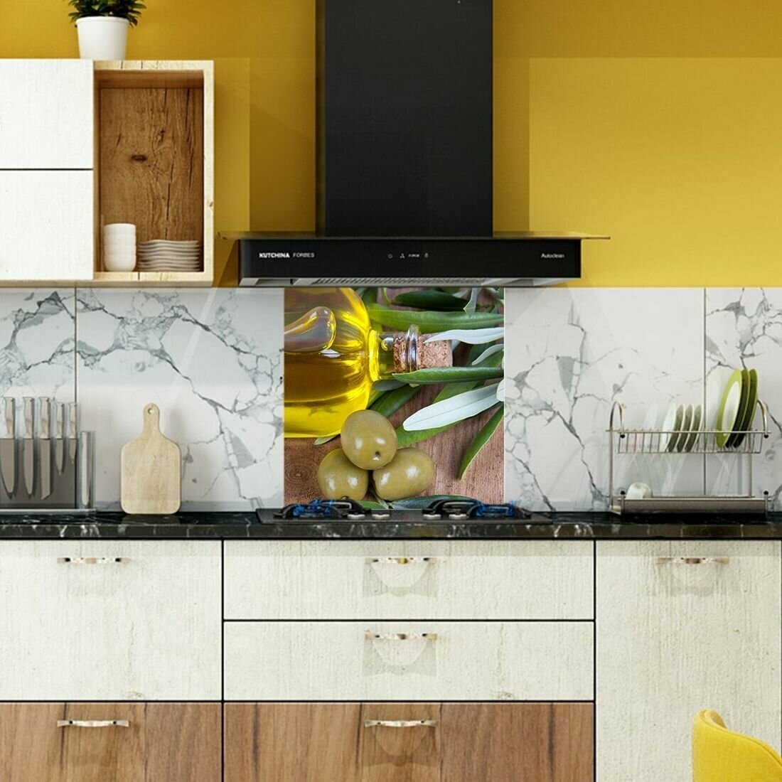Защитный экран для кухни 600 х 600 х 3 мм "Оливки", акриловое стекло на кухню для защиты фартука, прозрачный монолитный поликарбонат, 600-008 - фотография № 4
