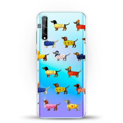 фото Силиконовый чехол модные таксы на huawei y8p andy & paul