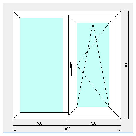 ПВХ окна ш1000*в1000 2стекла
