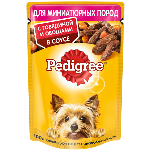 Pedigree Паучи для для взрослых собак миниатюрных пород с говядиной и овощами в соусе 85г 10222715 10245071 0,085 кг 43502 (34 шт)