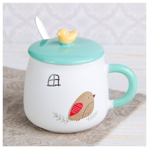 фото Кружка 500 мл"уточкин дом", с керамической крышкой и ложкой, микс 2385944 . yandex market