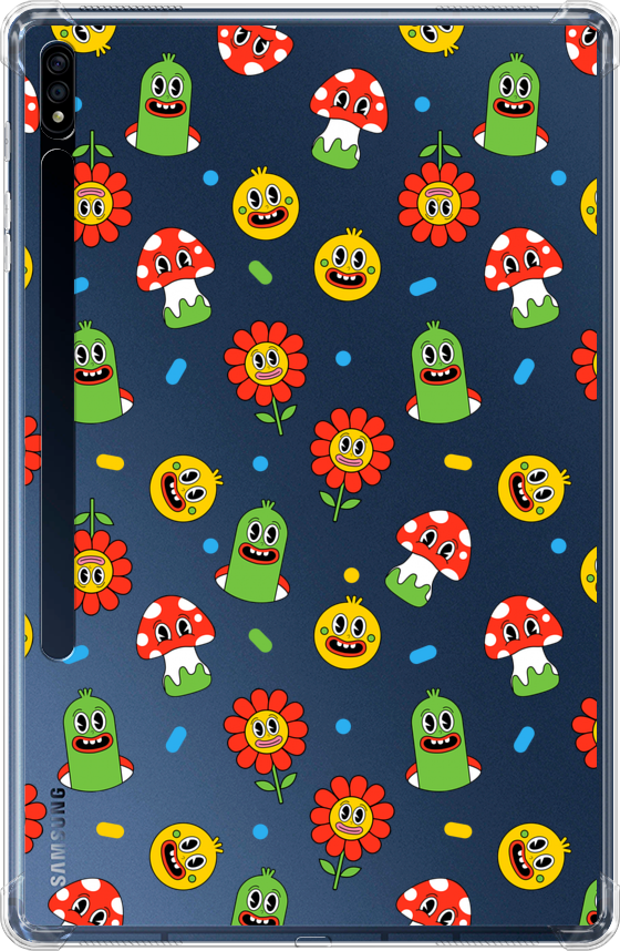 Противоударный силиконовый чехол для планшета Samsung Galaxy Tab S7 Plus/S8 Plus 12.4 Cartoon forest stickers