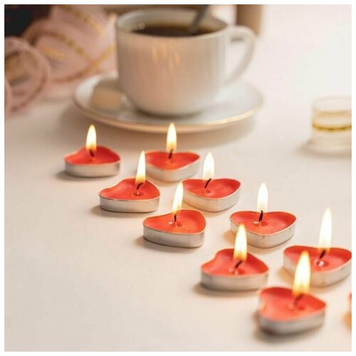 Набор чайных ароматических свечей Сердца красные Свеча Свечки интерьерные Подарок Сувенир 14 февраля
