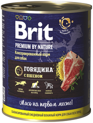 Влажный корм для собак Brit Premium by Nature, говядина, с пшеном 6 шт. х 850 г