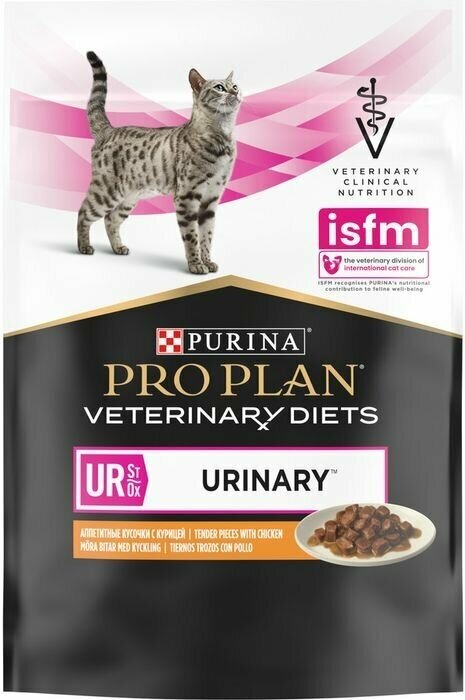 ProPlan UR Urinary для кошек при болезнях нижних отделов мочевыводящих путей кусочки в соусе с курицей 0,085 кг - фотография № 6