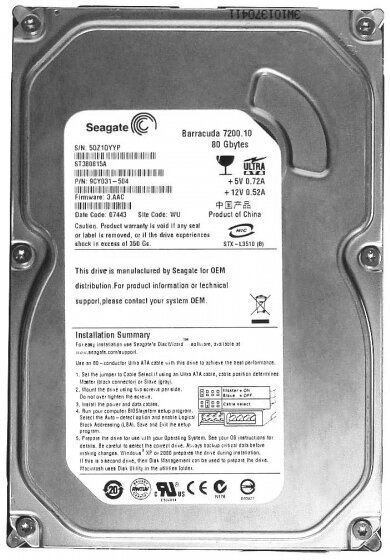 Жесткий диск Seagate ST380815A 80Gb 7200 IDE 3.5" HDD