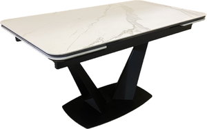 Кухонный стол Алан pro, раскладной 140см/80см , в разложенном виде 204см, керамика SNOW WHITE