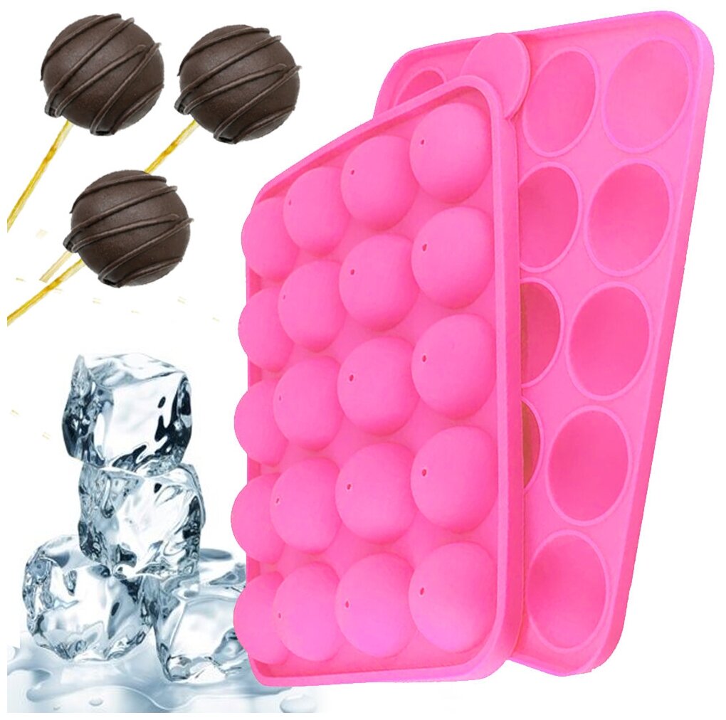 Силиконовая форма для льда шоколада и мороженного, 20 ячеек, с палочками трубочками