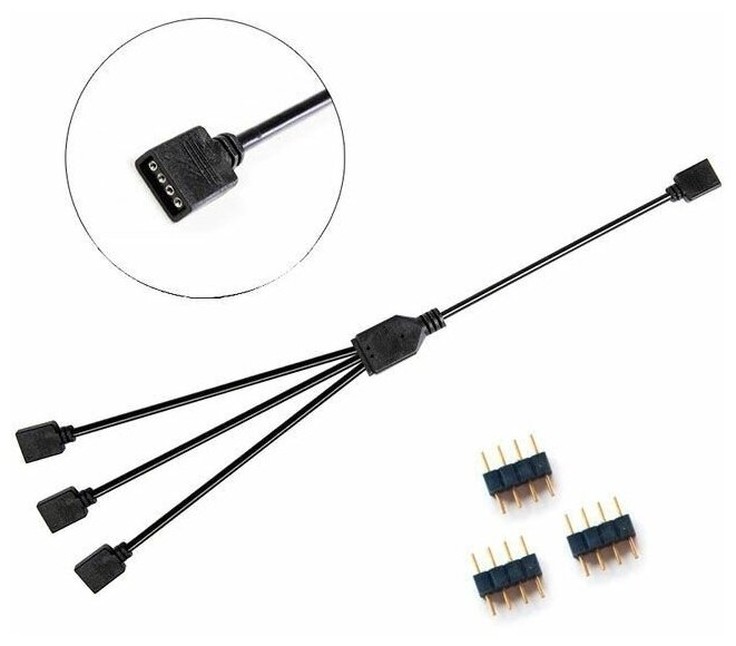 Удлинитель/Разветвитель RGB 12v4pin 1 в 3 черный