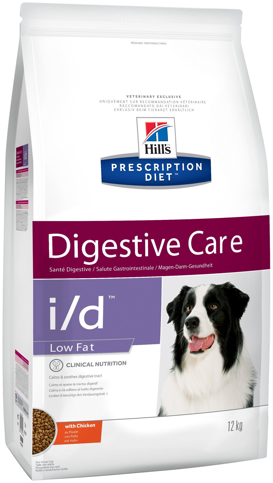 Сухой корм для собак Hill's Prescription Diet I/D LOW FAT, с низким содержанием жира на основании белка курицы 12кг.
