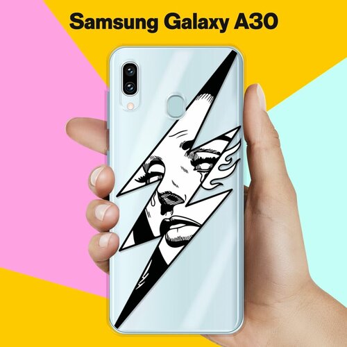 Силиконовый чехол Молния на Samsung Galaxy A30 силиконовый чехол динозавры на samsung galaxy a30