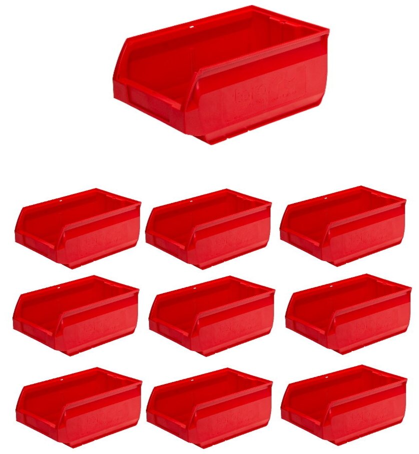 Ящики пластиковые для метизов (комплект 10шт) (350х230х150мм) красный