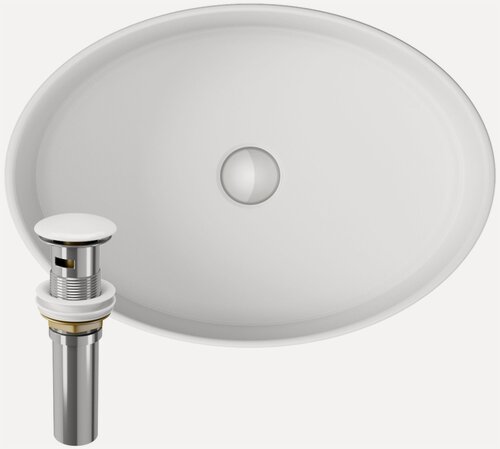 Изображение товара Раковина накладная на столешницу BAU Nimb овальная 50х36, белая, выпуск клик клак, белый