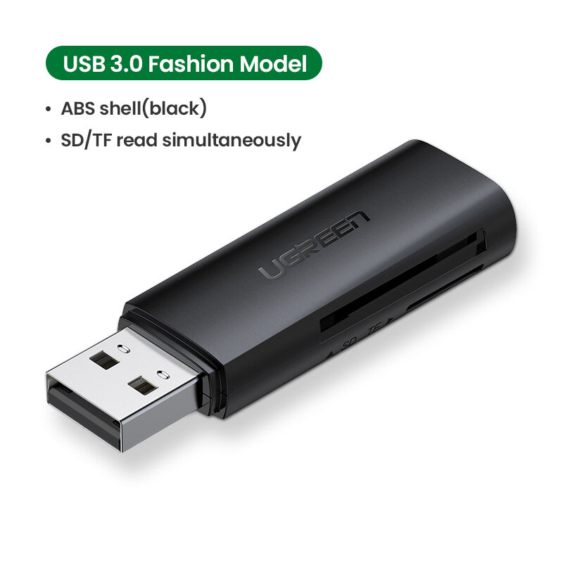 Карт-ридер UGREEN 60722 USB30 TF/SD черный