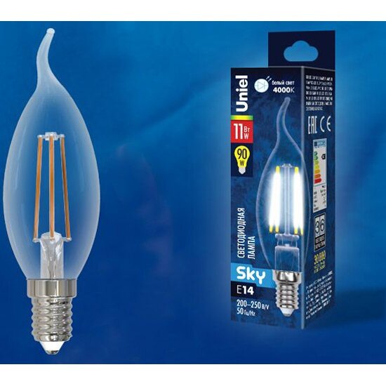 Светодиодная лампа Uniel LED-CW35-11W/4000K/E14/CL PLS02WH
