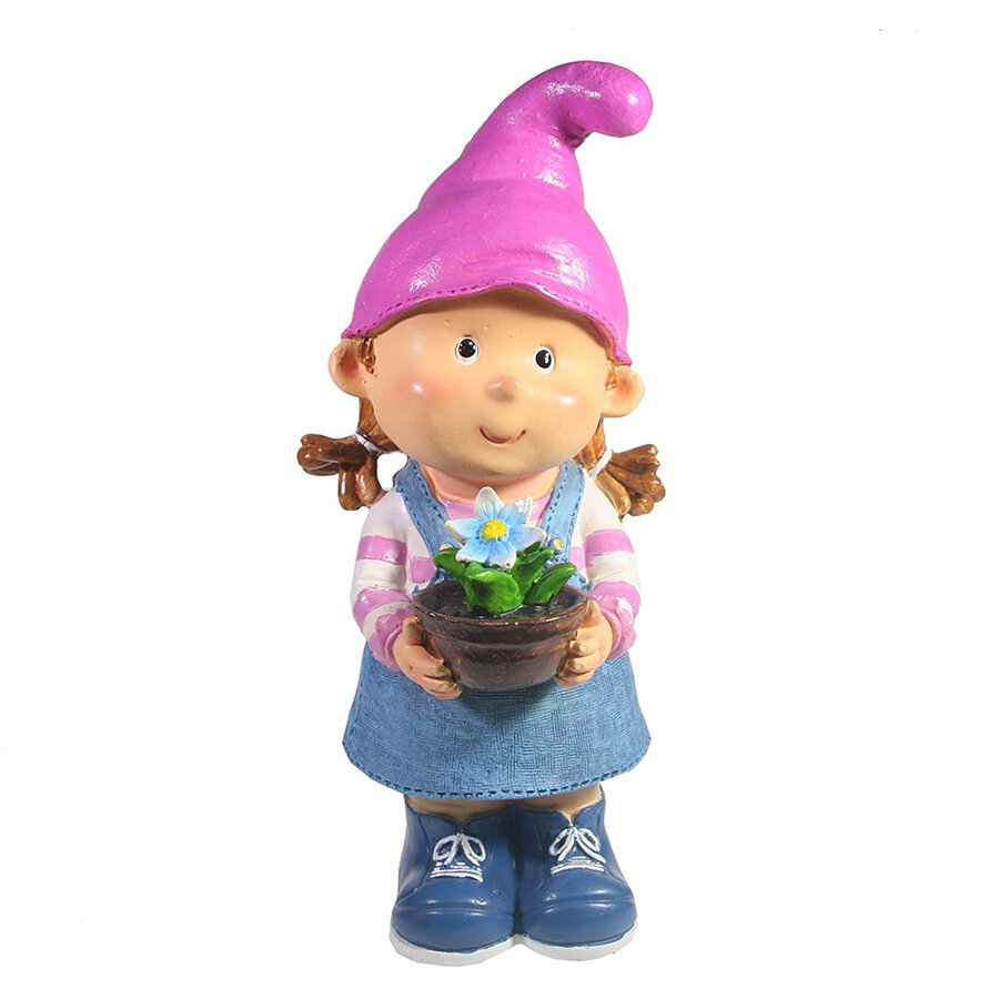 Фигура декоративная Девочка-гном с цветочком 15*13*32см KSMR-713640/F712